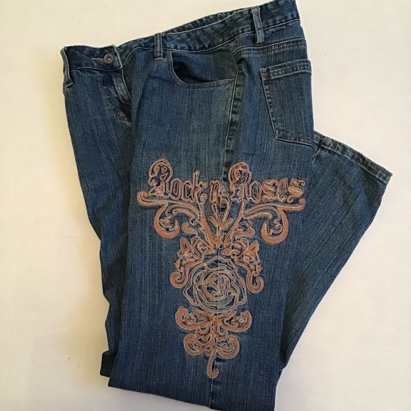 INC International Concepts Denim - VINTAGE 8P INC Denim Embroidered Bootcut Jeans